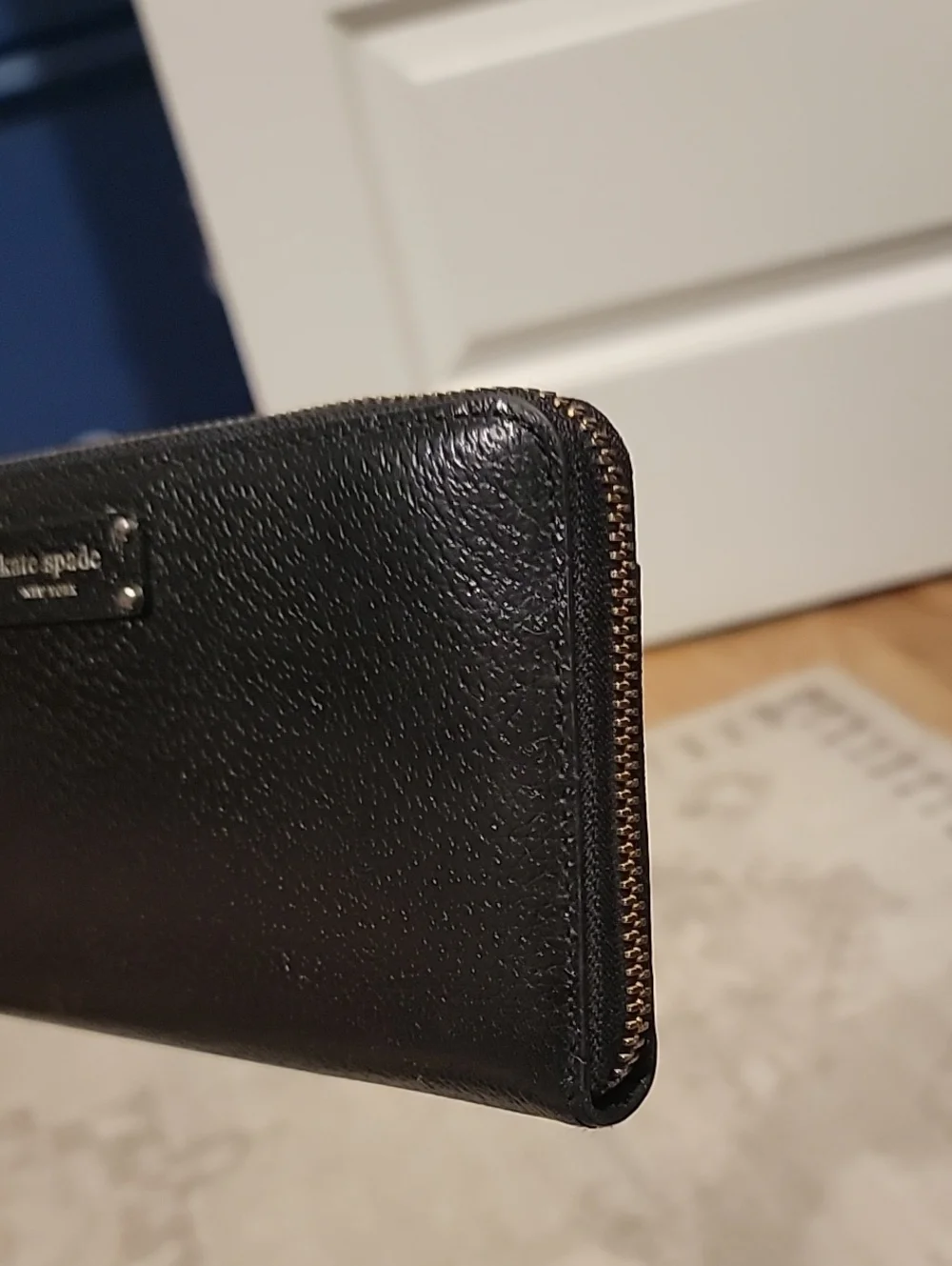 kate spade Black Leather Zip-Around Wallet
